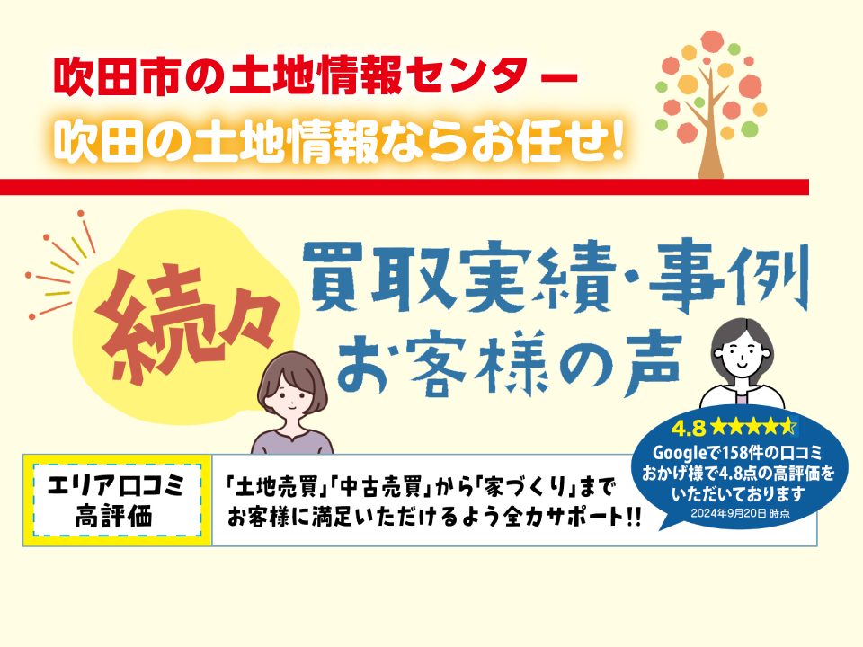 【吹田市の土地情報センター】続々　買取実績・事例　お客様の声