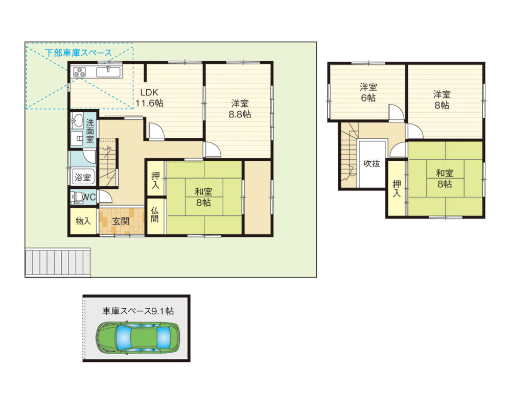 ◆小学校徒歩1分◆敷地約45坪◆ゆとりの5LDK＋車庫付き◆前面道路約6.7ｍ◆枚方市山之上北町◆