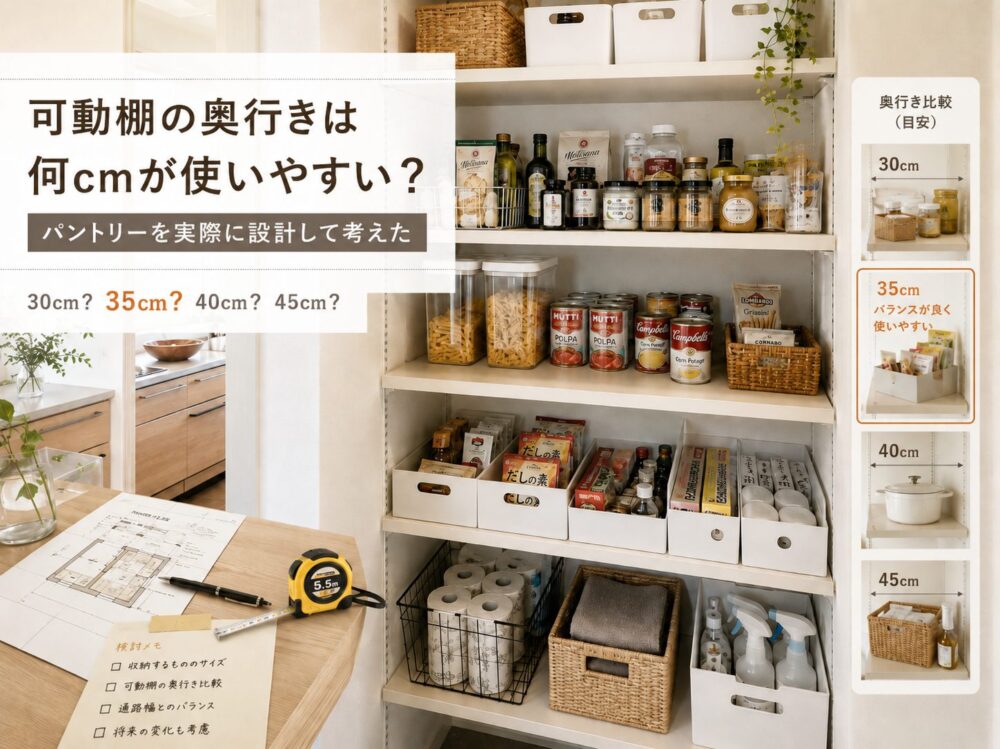 可動棚の奥行きは何cmが使いやすい？パントリーを実際に設計して考えた