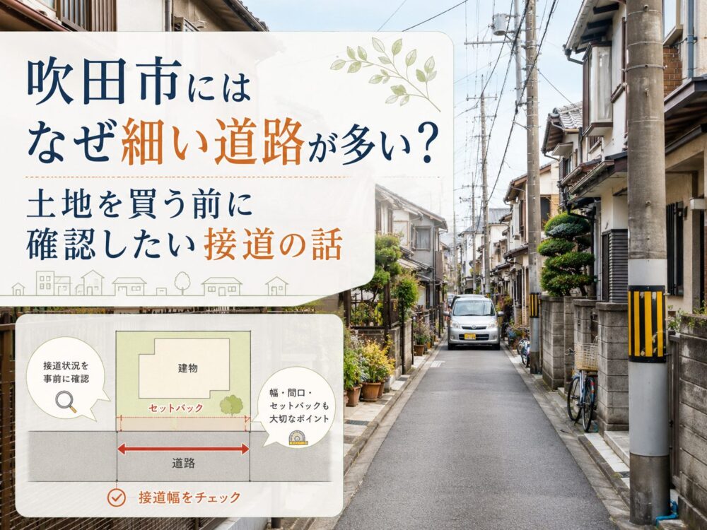 吹田市にはなぜ細い道路が多い？土地を買う前に確認したい接道の話