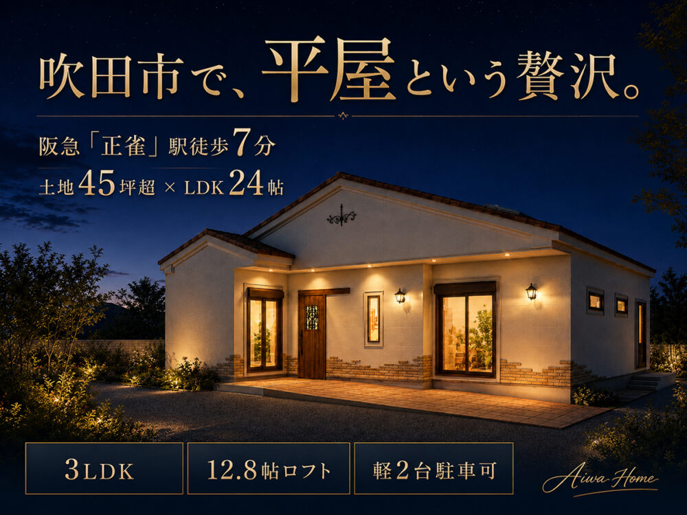 【吹田市南正雀2丁目】新築平屋「現地・間取り説明会」｜土地45坪超×LDK24帖