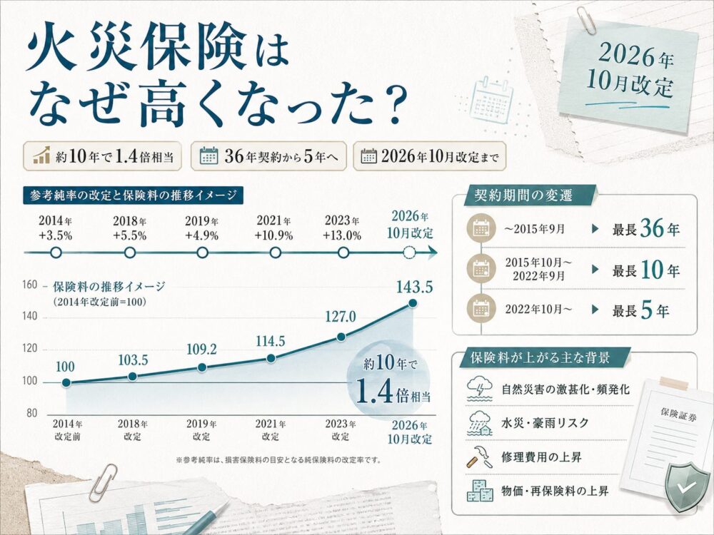 火災保険はなぜ高くなった？――36年契約が5年へ、そして2026年10月にまた改定へ