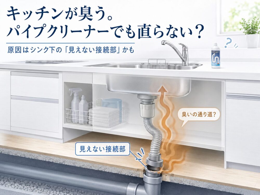 キッチンが臭う。パイプクリーナーでも直らない？原因はシンク下の「見えない接続部」かもしれません