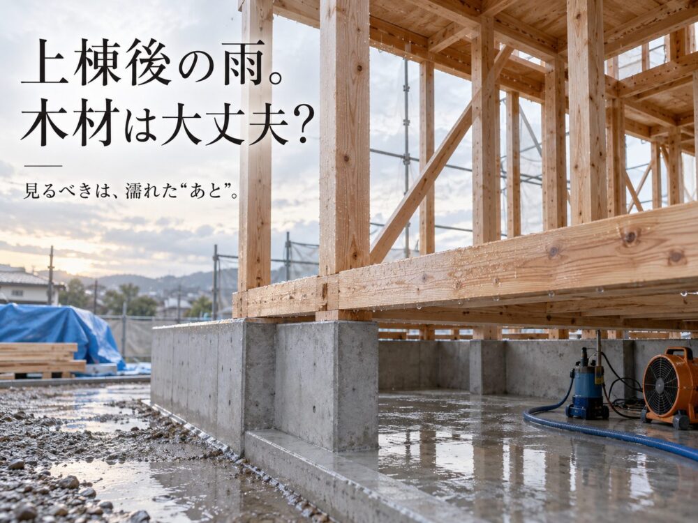 上棟後に雨で木材が濡れても大丈夫？吹田市の現場監督経験から見る「床下の水・乾燥・含水率」の話