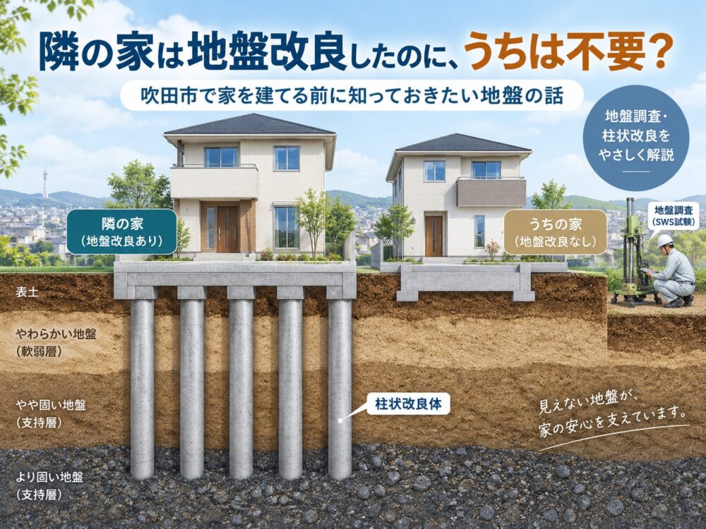 隣の家は地盤改良したのに、うちは不要？吹田市で家を建てる前に知っておきたい地盤の話