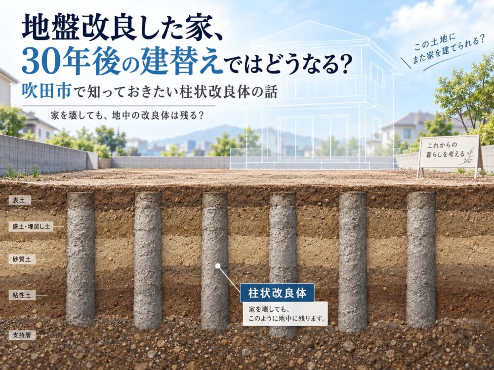 地盤改良した家、30年後の建替えではどうなる？吹田市で知っておきたい柱状改良体の話