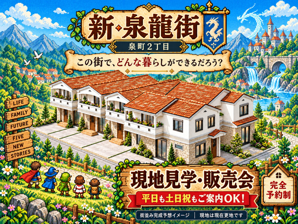 【新・泉龍街】吹田市泉町2丁目・全5邸 現地販売会｜平日も見学OK！  この街から、5つの新しい物語が始まる。